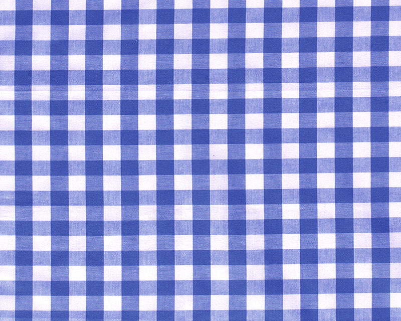 Royal blue polycotton gingham, 1/4 inch checks