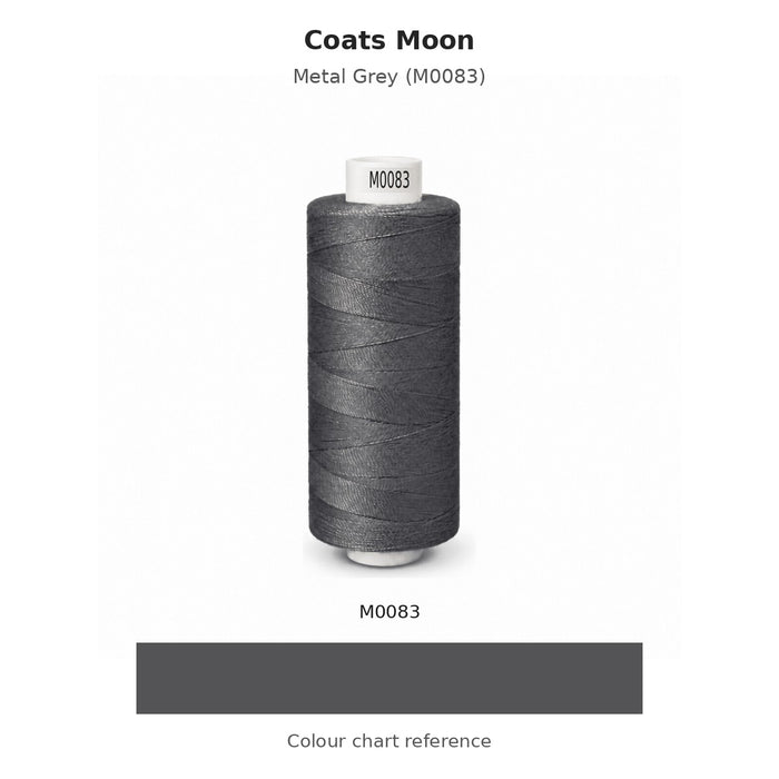 Coats Moon thread Metal Grey (M0083) with colour chart reference