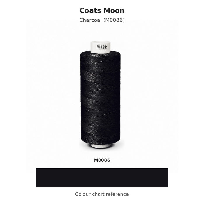 Coats Moon thread Charcoal (M0086) with colour chart reference