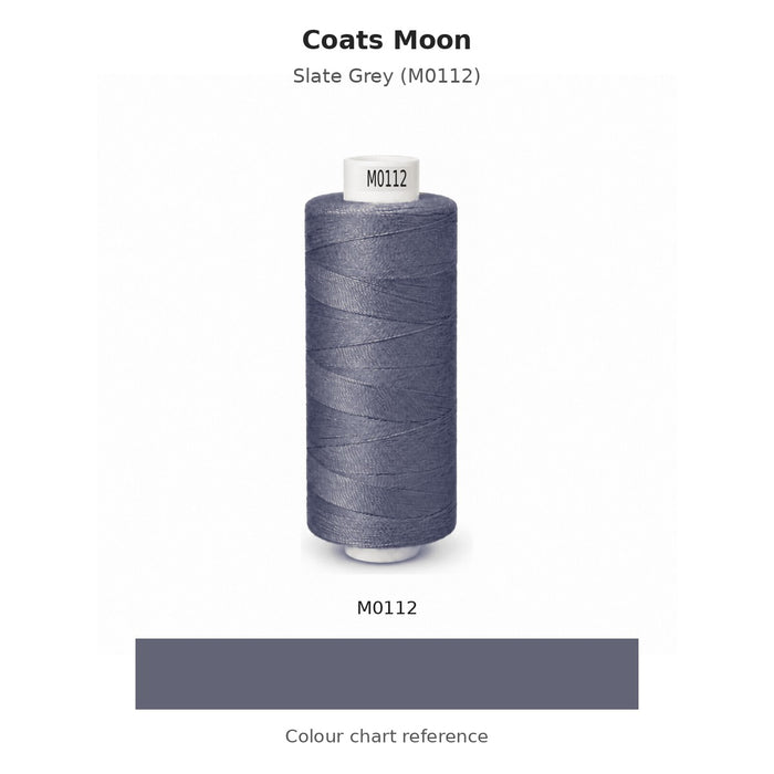 Coats Moon thread Slate Grey (M0112) with colour chart reference