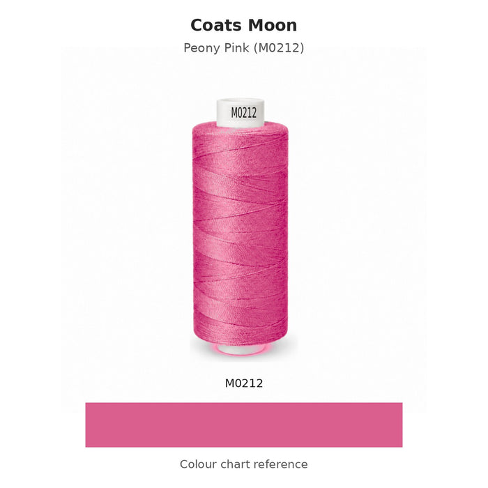 Coats Moon thread Peony Pink (M0212) with colour chart reference