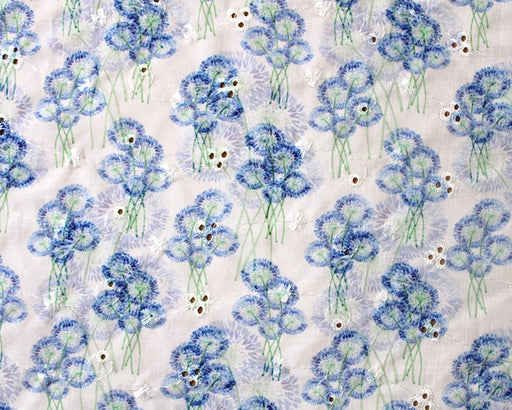 Pattern of blue flowers on a light background
