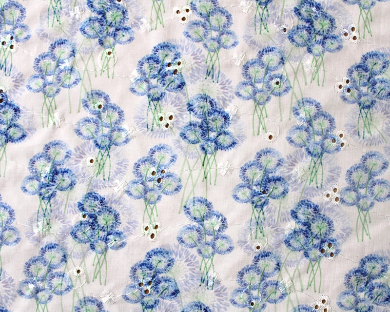 Pattern of blue flowers on a light background