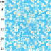Floral pattern on a blue background with measurement scale