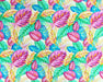 Colorful tropical leaf pattern on a fabric background