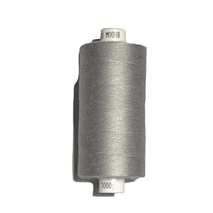 Spool of gray thread on a white background