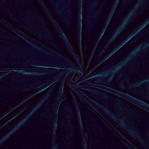 Navy blue velvet fabric in a swirl pattern