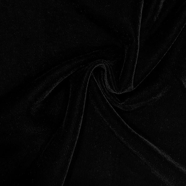 Close-up of black velvet fabric with folds