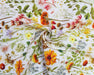 Floral fabric with colorful flowers on a white background