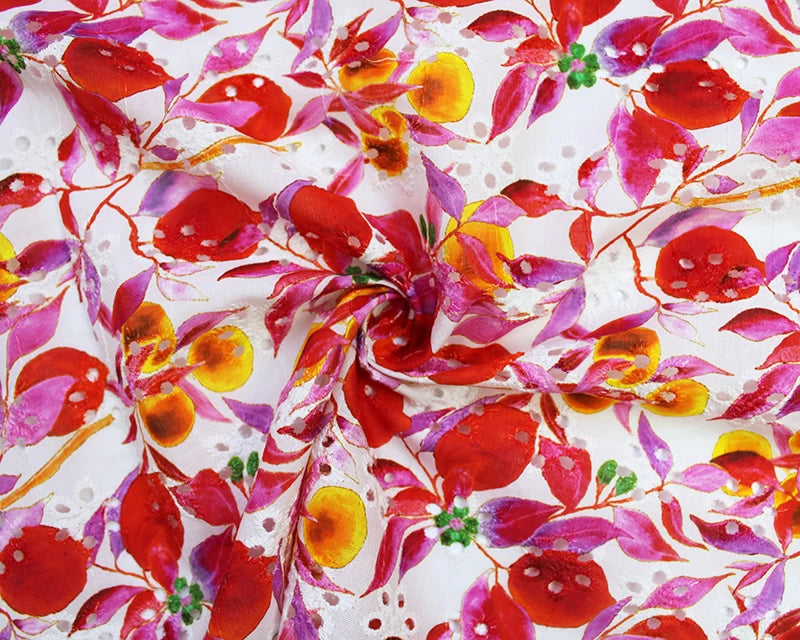 Colorful floral pattern on fabric