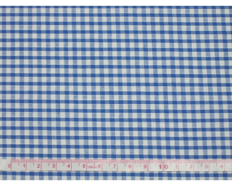Sky blue polycotton gingham, 1/8 inch checks