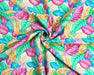 Colorful fabric with tropical leaf pattern