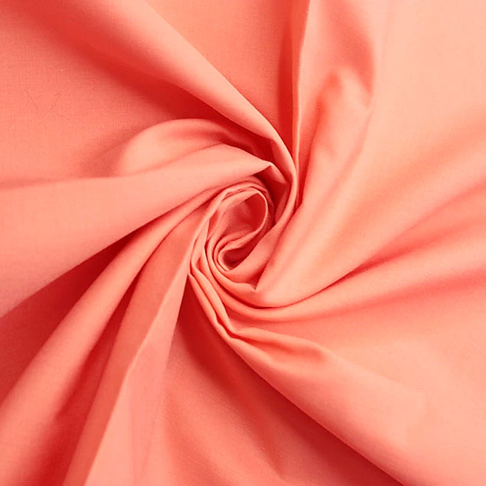 Coral plain polycotton fabric