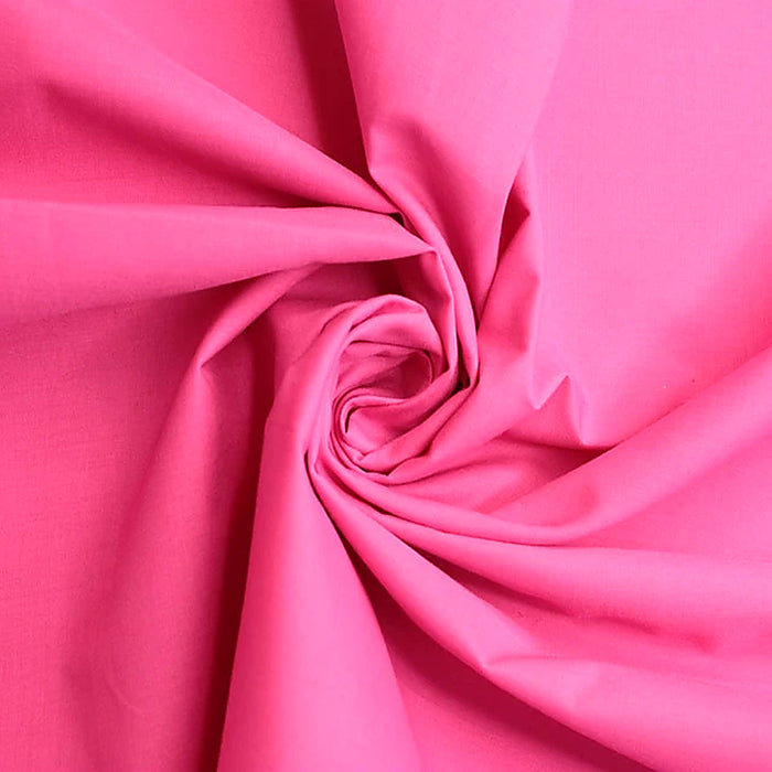 Flo cerise plain polycotton fabric