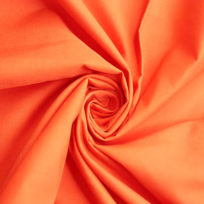 Flo orange plain polycotton fabric