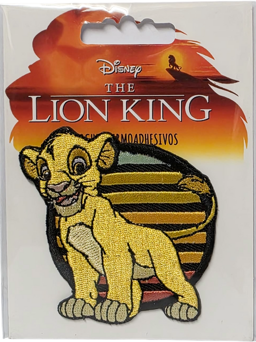 Embroidered patch of Simba from 'The Lion King' on a Disney branded card.