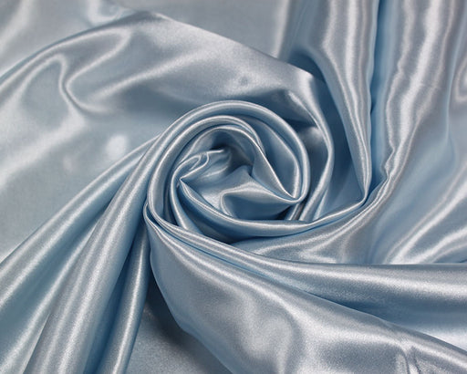 Pale blue plain polyester satin fabric
