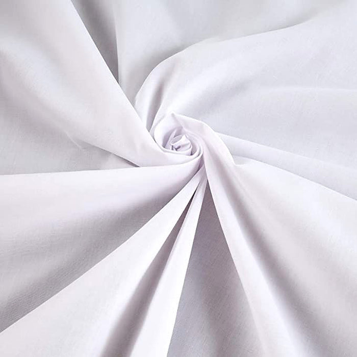 White plain polycotton fabric, 65% polyester 35% cotton