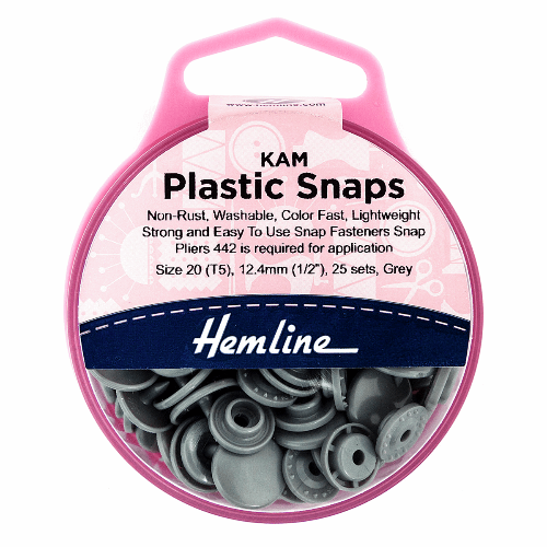 KAM Plastic Snaps: 25 x 12.4mm: Grey — Zee Fashions and Fabrics