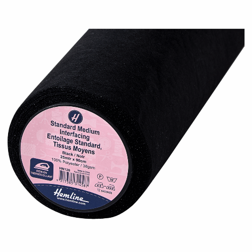 Hemline standard medium iron-on interfacing, black