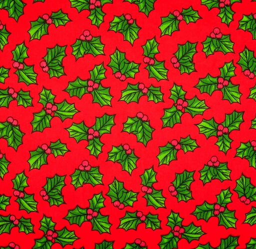Festive holly leaves and berries