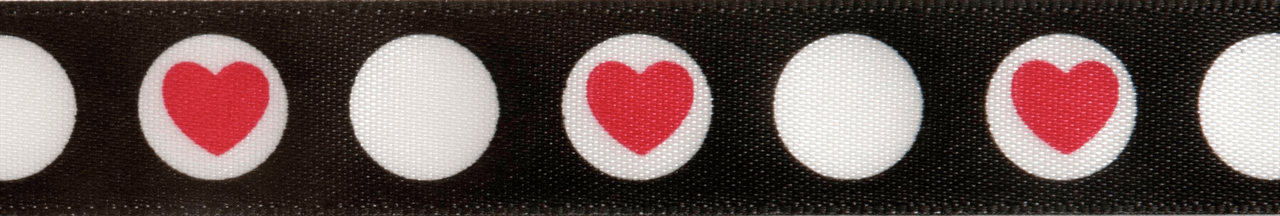 Circle Heart: 3.5m x 15mm: Red & Black on White