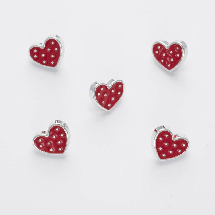 Red & Silver Heart Buttons