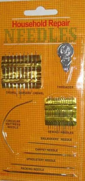 Assorted Household Repair Needles and Threader 27 piece set
